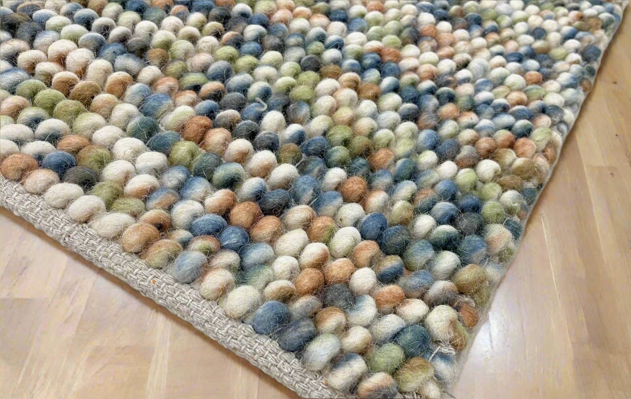 Pebbles Hand Woven Multi Color Wool and Cotton Blend Rug