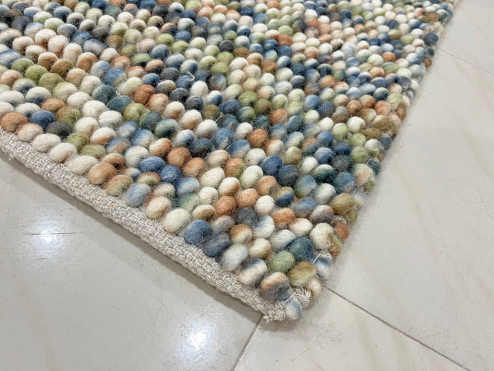 Pebbles Hand Woven Multi Color Wool and Cotton Blend Rug