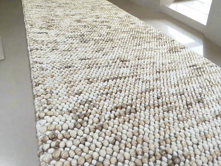 Pebbles Beige Stone River Hand Woven Wool Rug