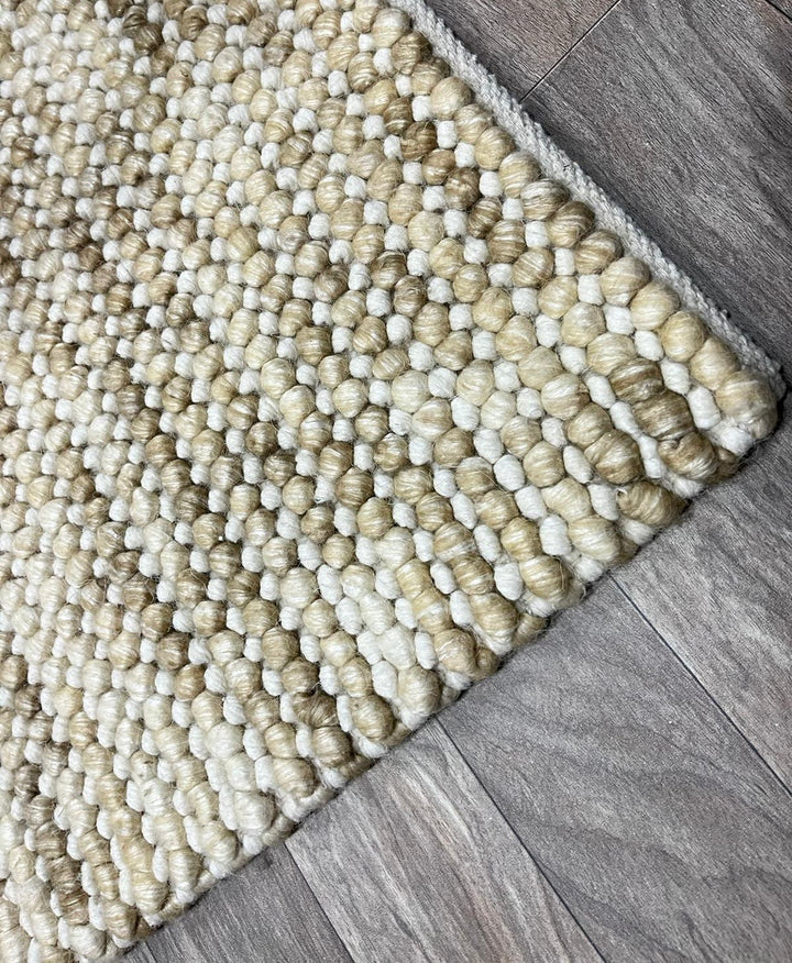 Pebbles Beige Stone River Hand Woven Wool Rug