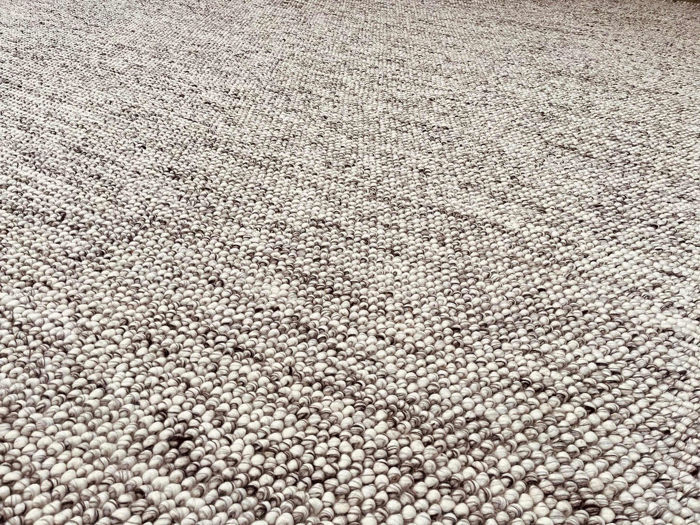 Pebbles Grey Ivory Brown Hand Woven Wool and Cotton Blend Rug