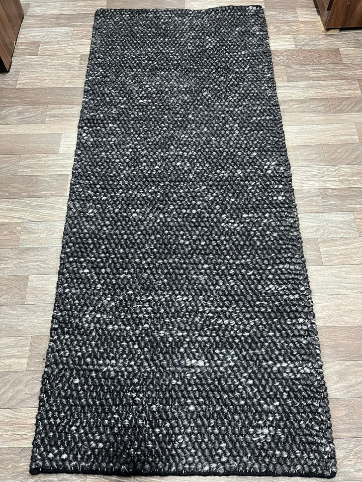 Pebbles Black Wool Hand Woven Rug