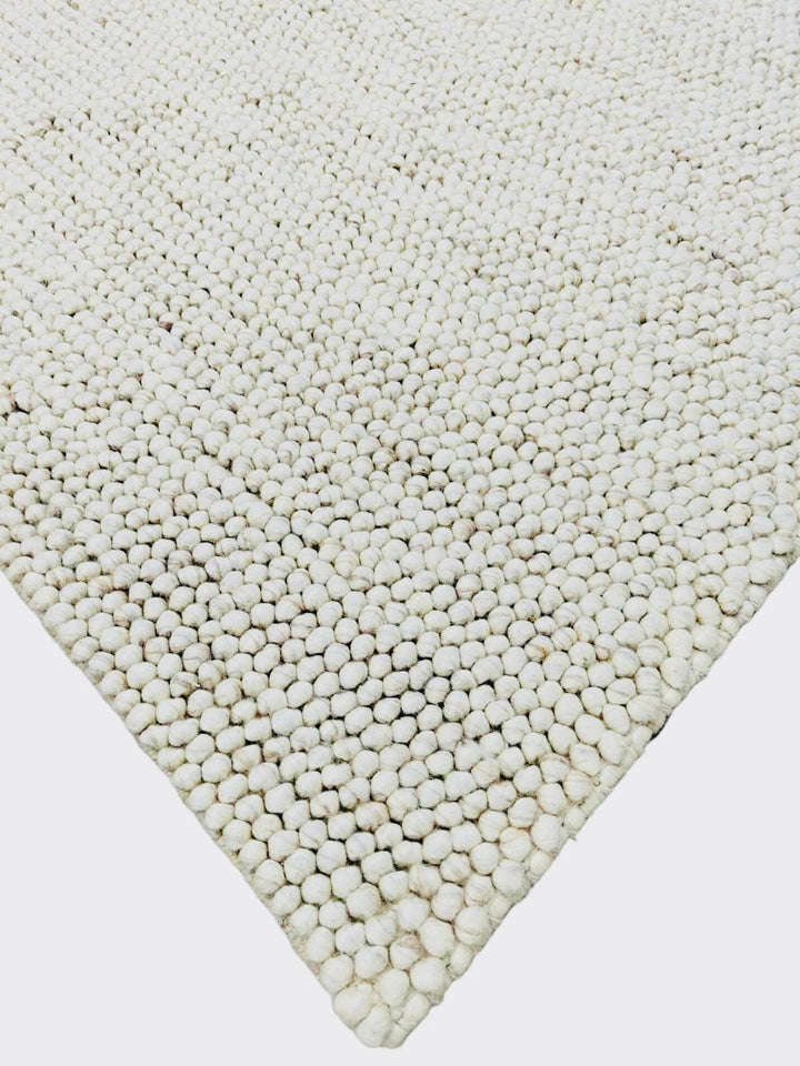 Pebbles Chalk Hand Woven Wool and Cotton Blend Rug