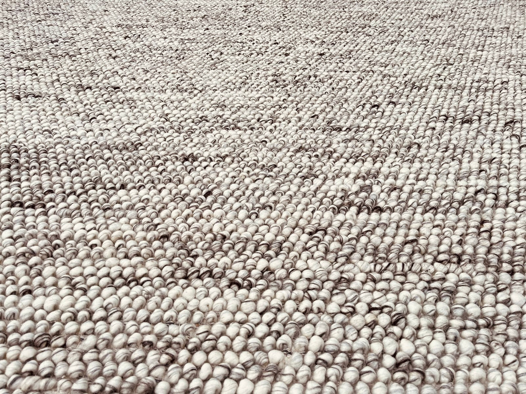 Pebbles Grey Ivory Brown Hand Woven Wool and Cotton Blend Rug