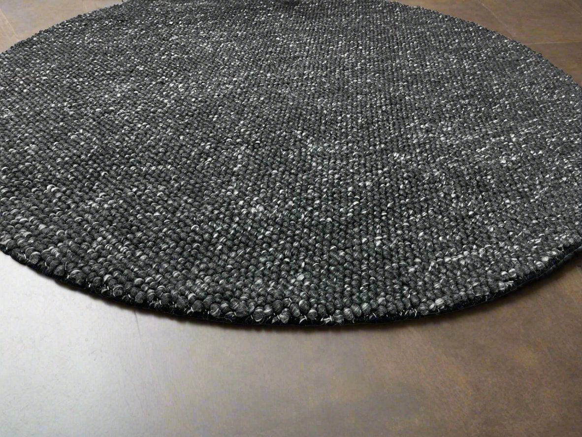 Pebbles Black Wool Hand Woven Rug