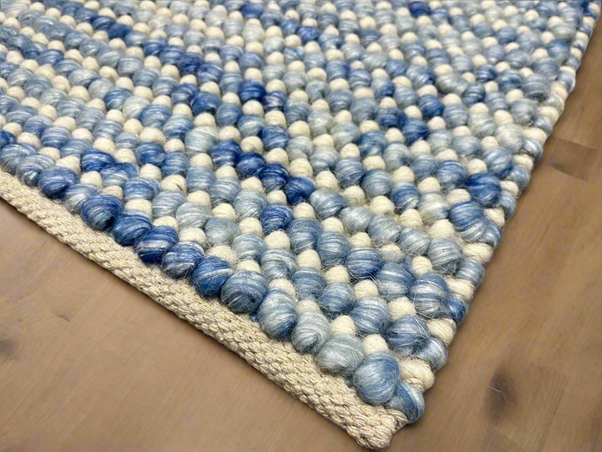 Pebbles Blue Horizon Hand Woven Wool Rug