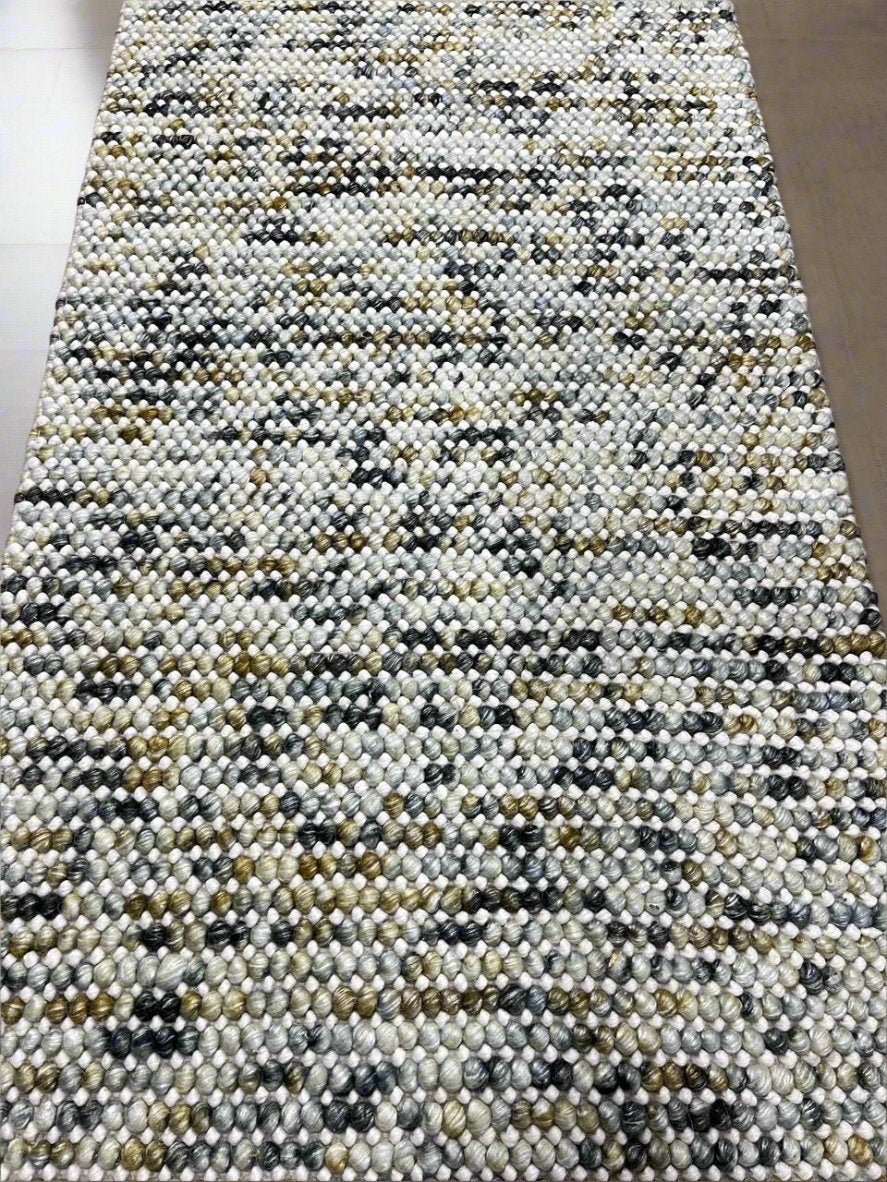 Pebbles Cherry Mineral Grey Yellow Hand-Woven wool Rug