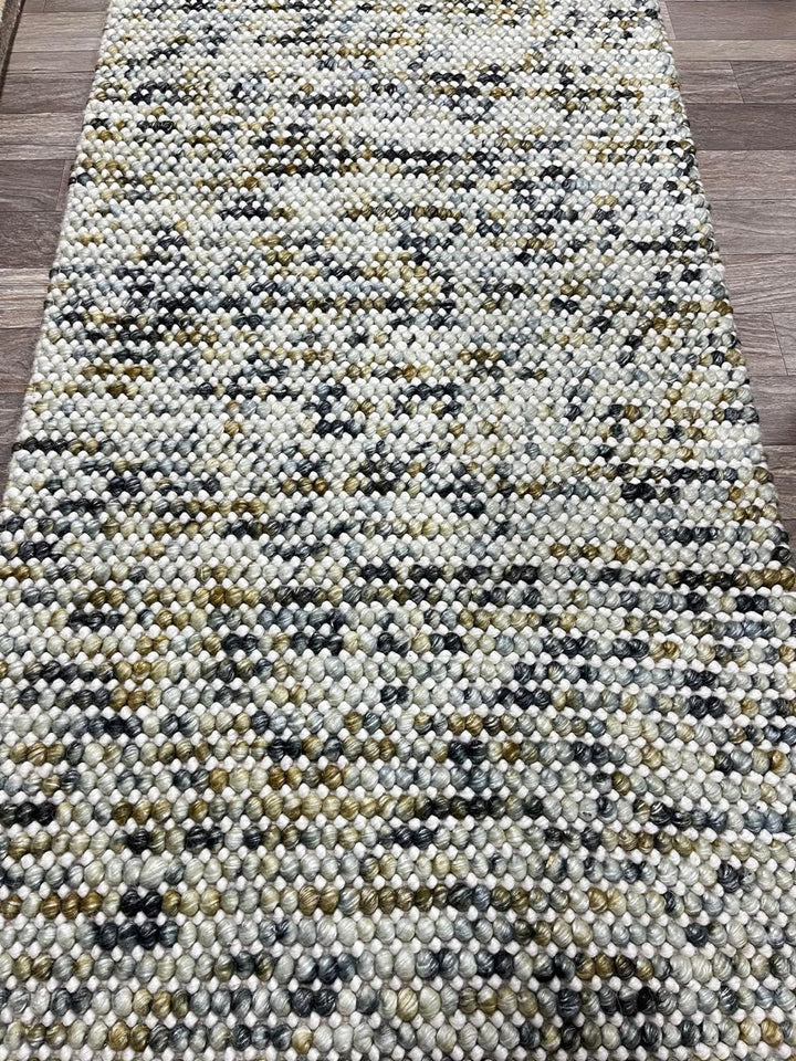 Pebbles Mineral Grey Yellow Colour Hand-Woven wool Rug