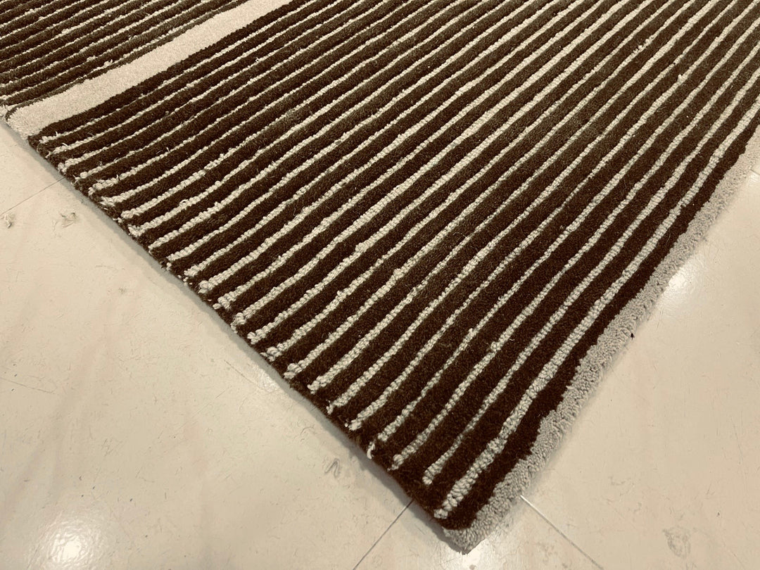 Viper Modern Rug 100% Wool Brown Hand Tufted Rug