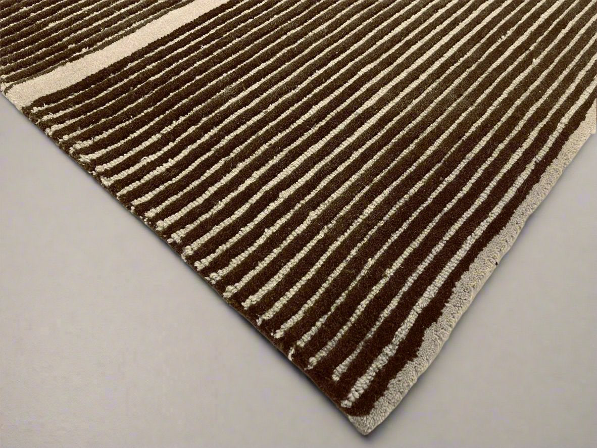 Viper Modern Rug 100% Wool Brown Hand Tufted Rug