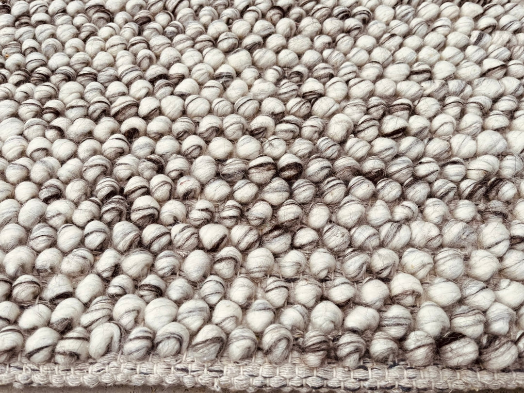 Pebbles Grey Ivory Brown Hand Woven Wool and Cotton Blend Rug