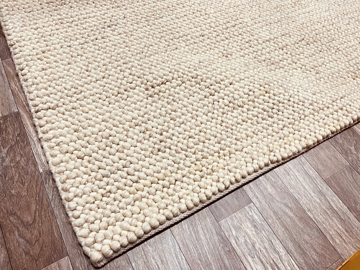 Pebbles Linen Beige Colour Hand-Woven wool Rug