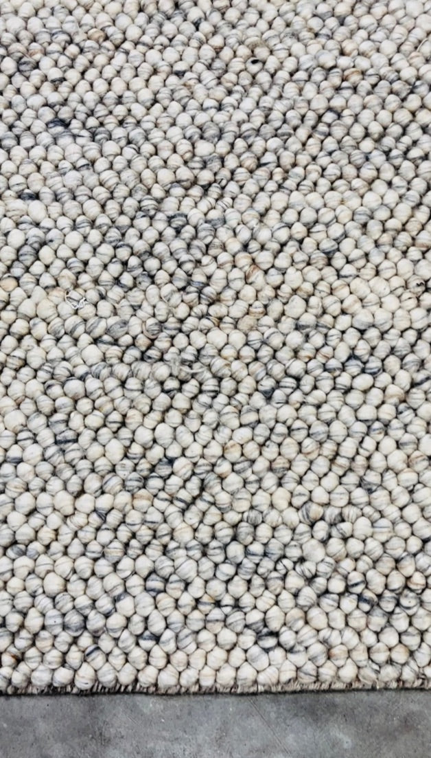 Pebbles Stony Path Hand Woven Wool and Cotton Blend Rug