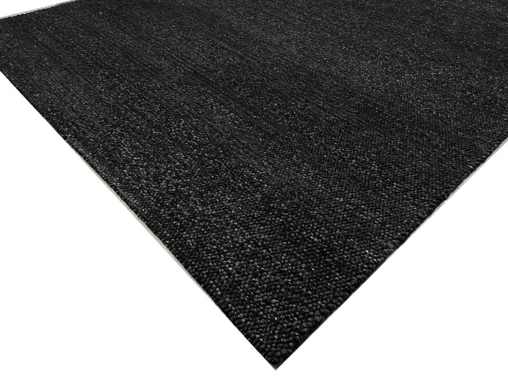 Pebbles Black Wool Hand Woven Rug