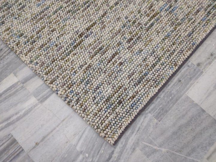 Pebbles Hand Woven Wool Ivory Multi color Rug