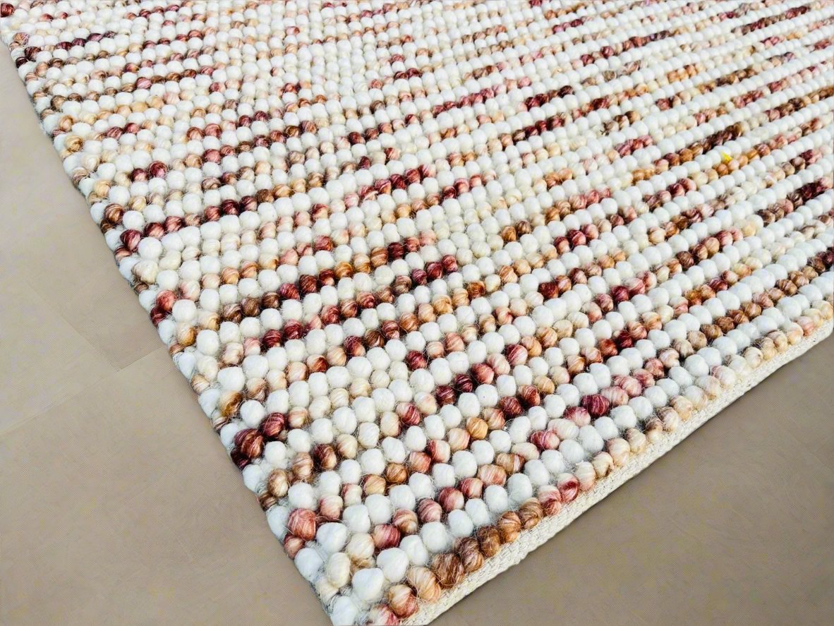 Pebbles Blush Hand Woven Wool Rug