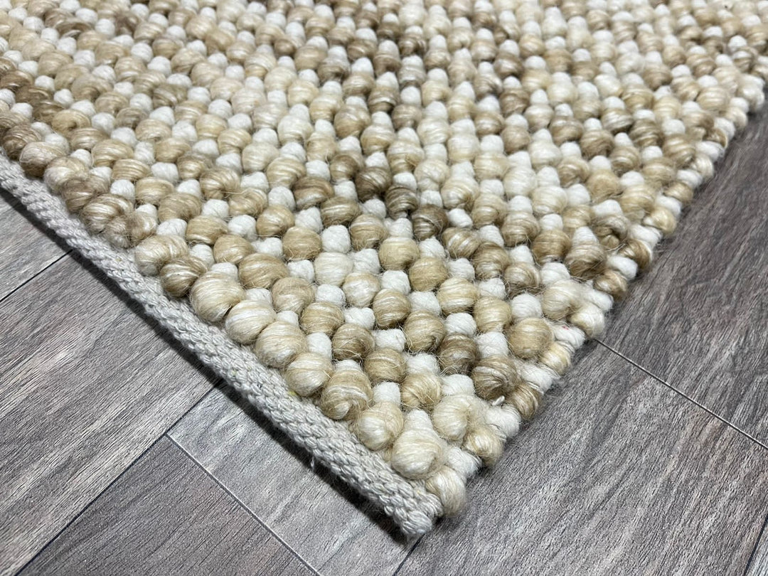 Pebbles Beige Stone River Hand Woven Wool Rug