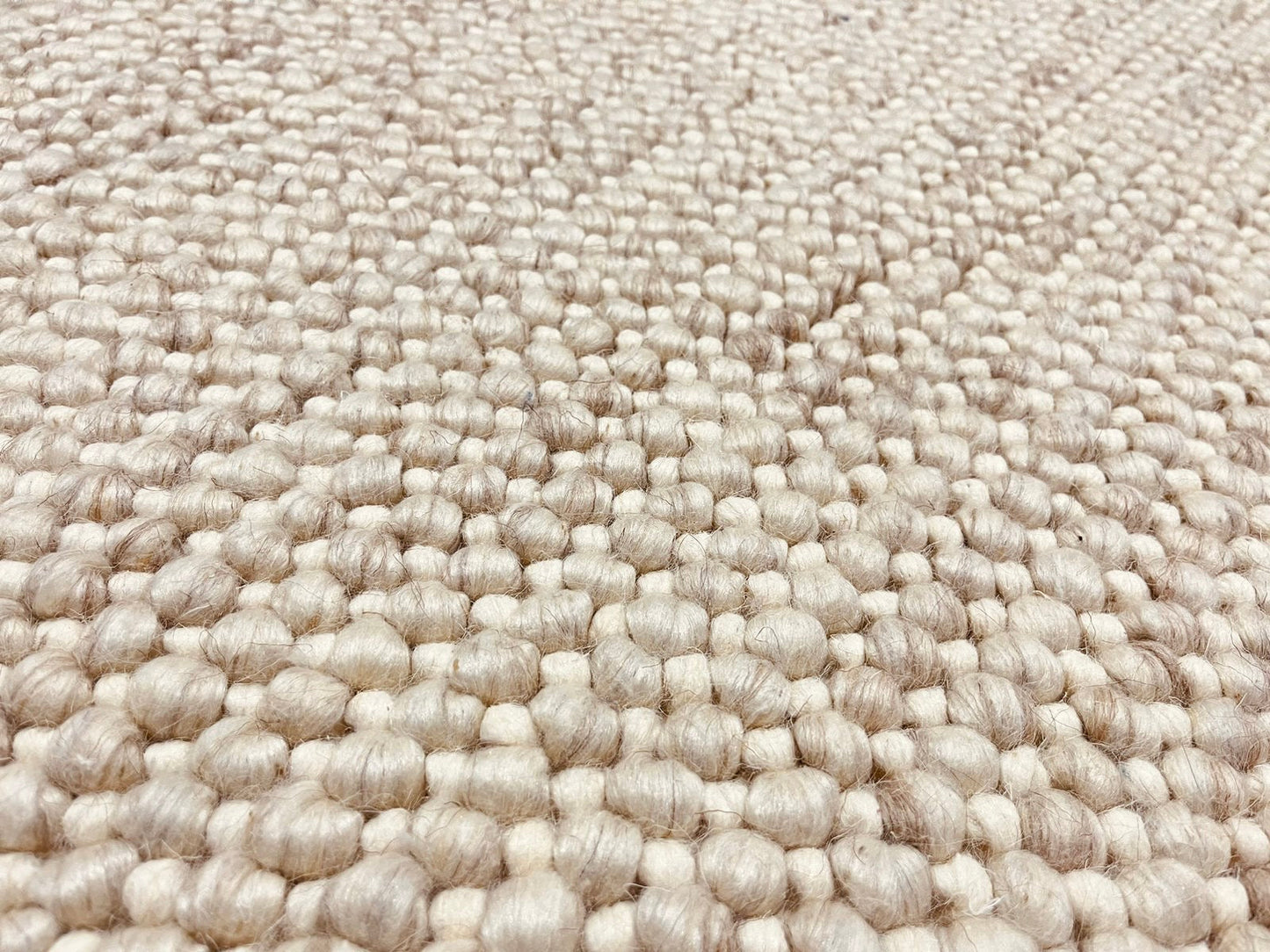 Pebbles Cherry Linen Beige Hand-Woven wool Rug