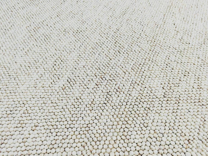 Pebbles Chalk Hand Woven Wool and Cotton Blend Rug