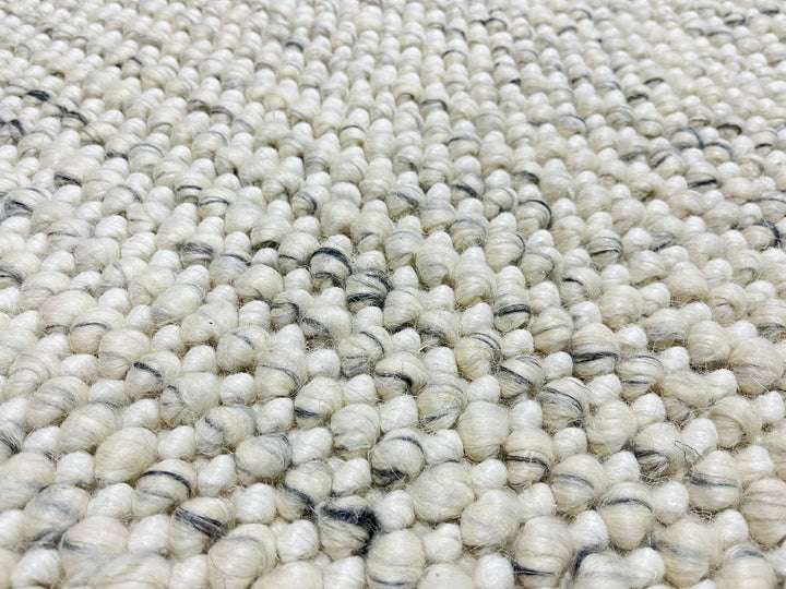 Pebbles Ice Ivory white Grey colour Hand-Woven wool Rug