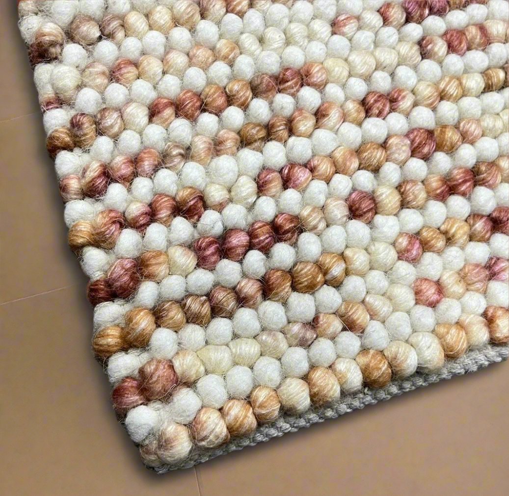 Pebbles Blush Hand Woven Wool Rug