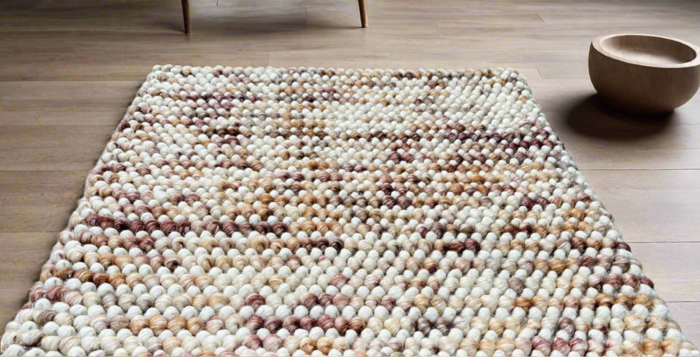 Pebbles Blush Hand Woven Wool Rug