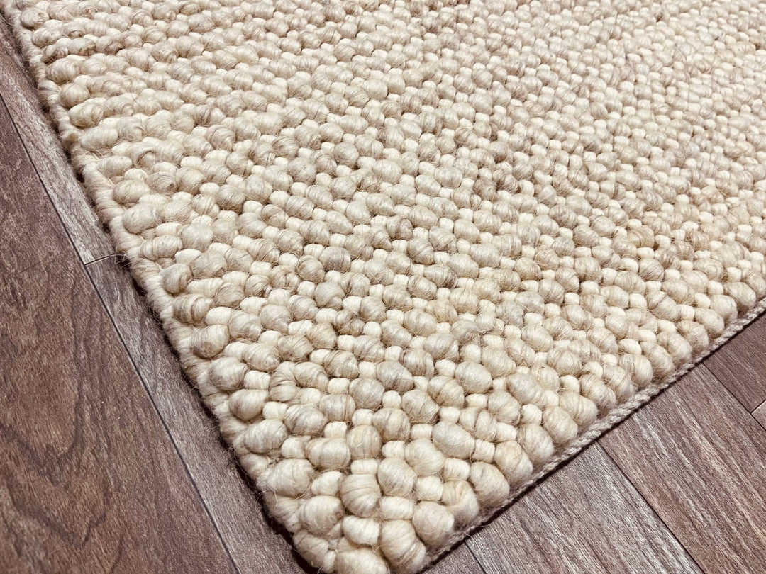 Pebbles Linen Beige Colour Hand-Woven wool Rug