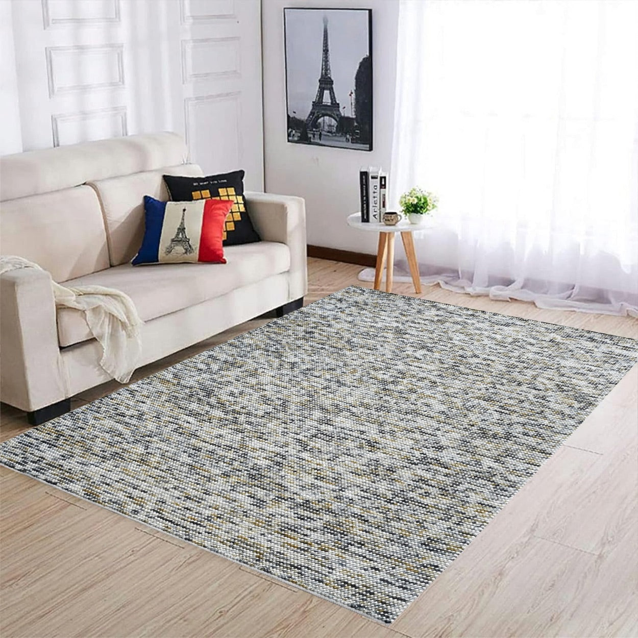 Pebbles Cherry Mineral Grey Yellow Hand-Woven wool Rug