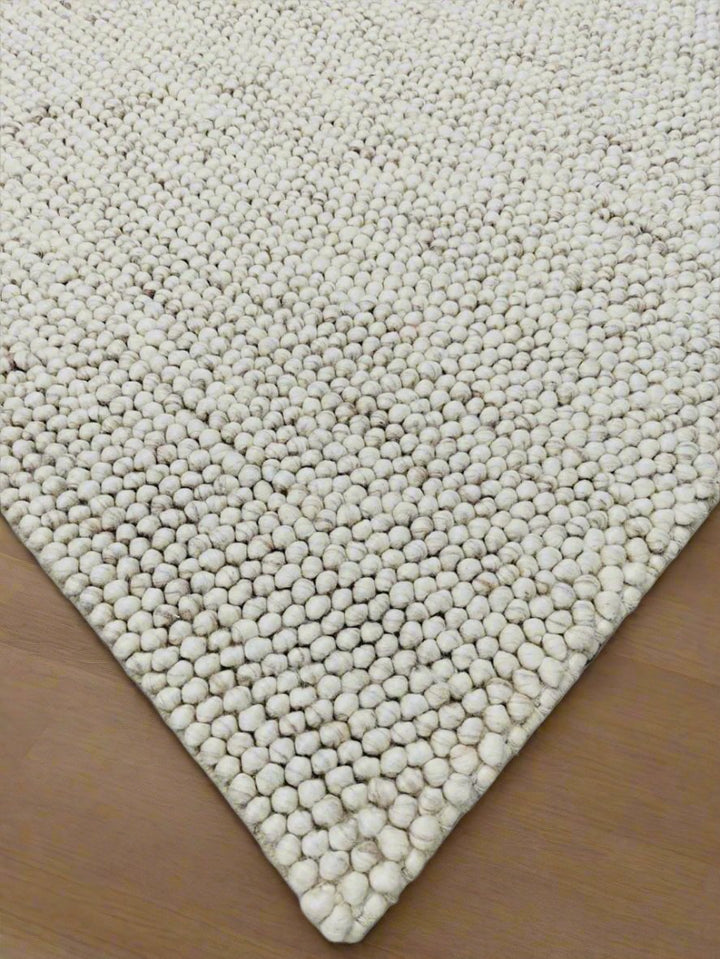 Pebbles Chalk Hand Woven Wool and Cotton Blend Rug