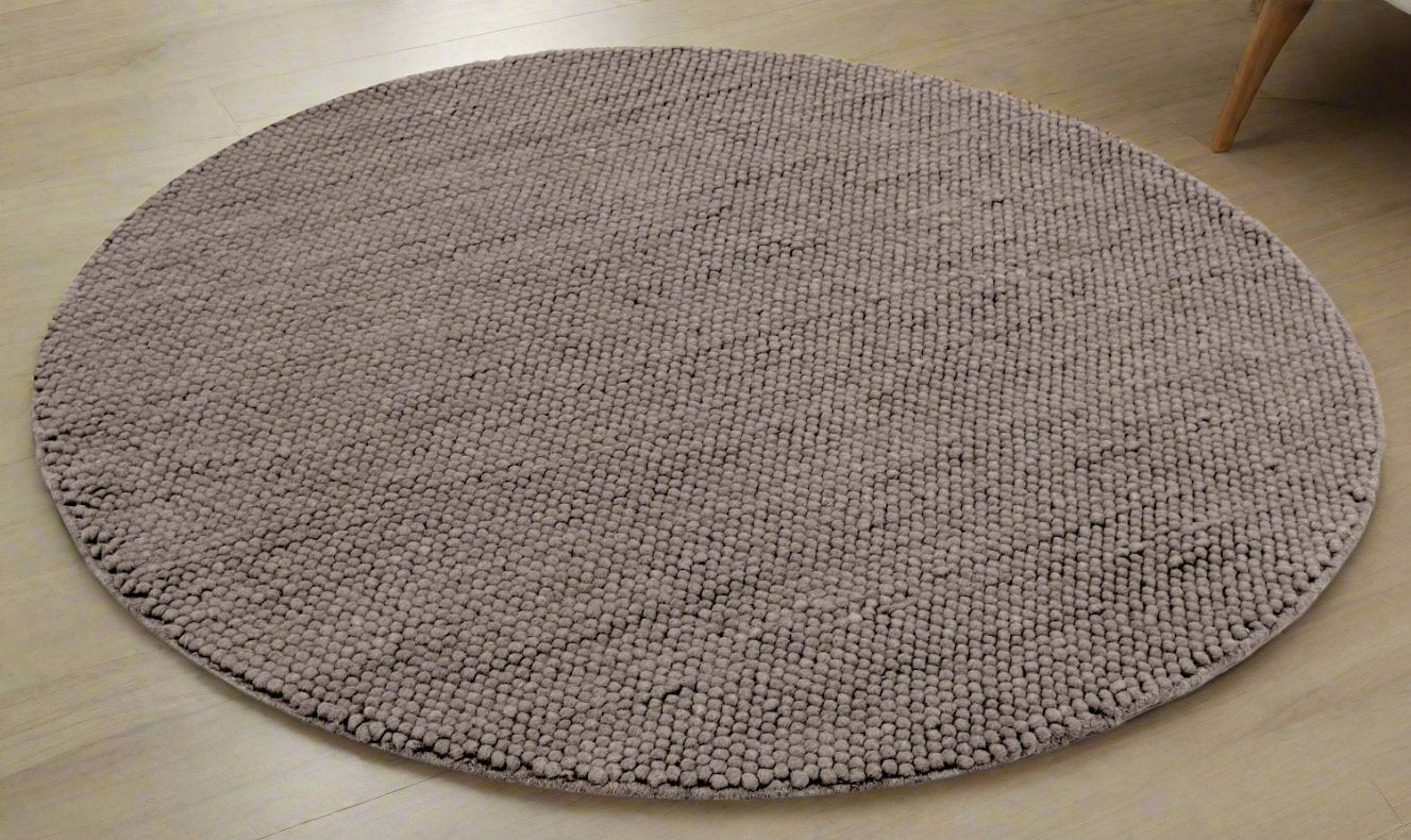 Pebbles Brown Hand Woven Wool and Cotton Blend Rug