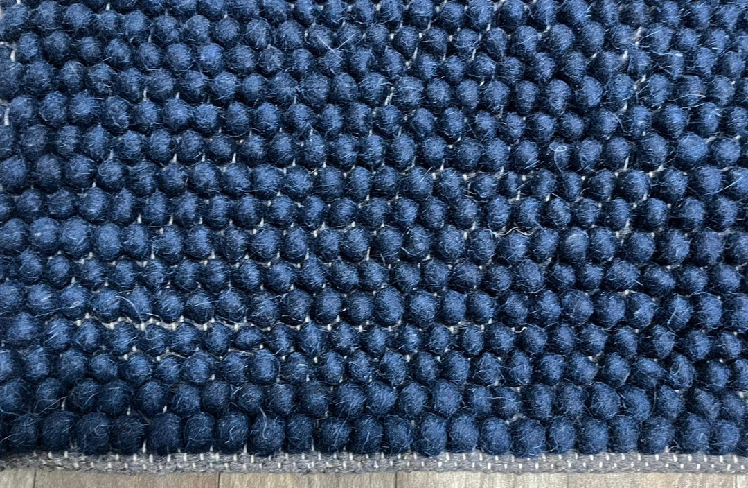 Pebbles Pure Navy Wool Hand Woven Rug