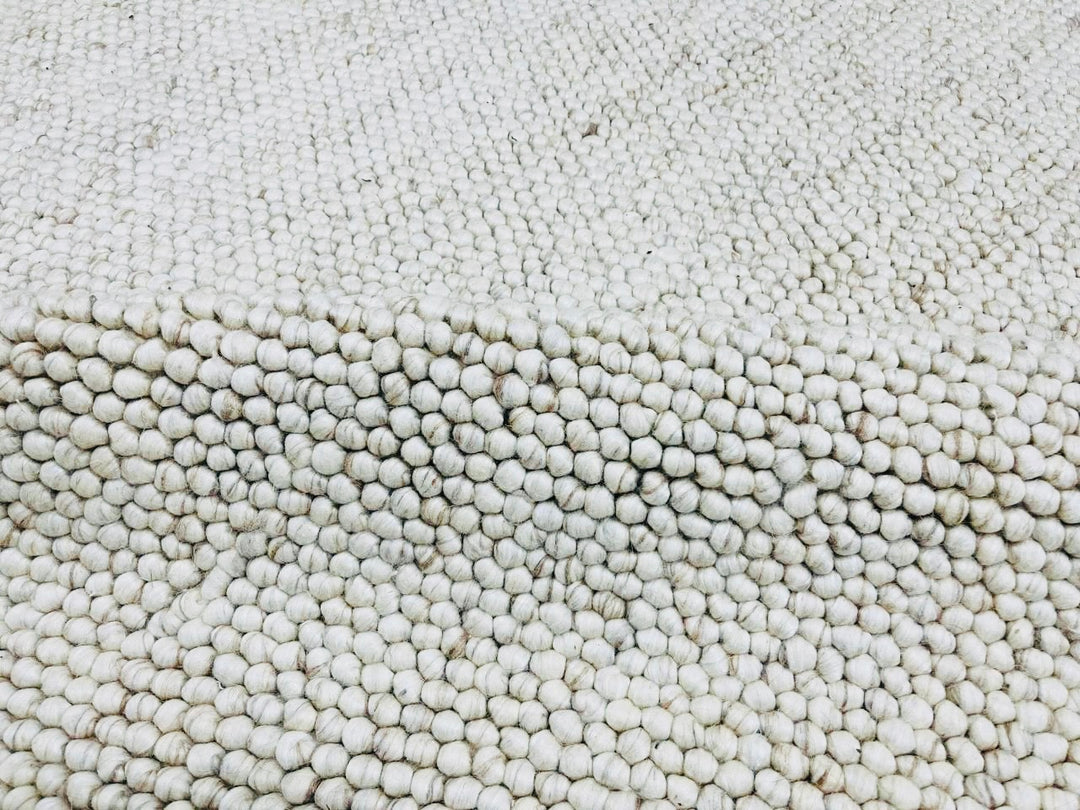 Pebbles Chalk Hand Woven Wool and Cotton Blend Rug