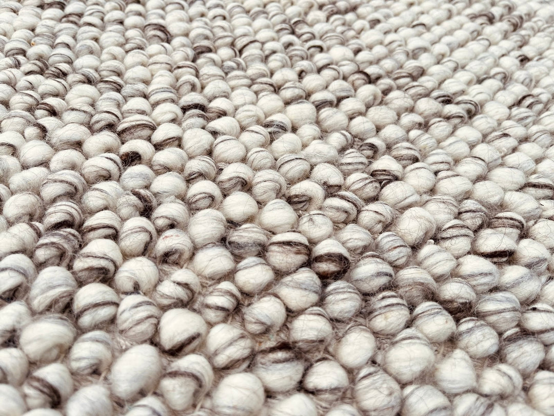 Pebbles Grey Ivory Brown Hand Woven Wool and Cotton Blend Rug