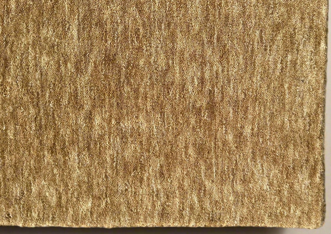 Dazzle Burnished Gold Color Handloom Knotted Rug 100% Pure Wool