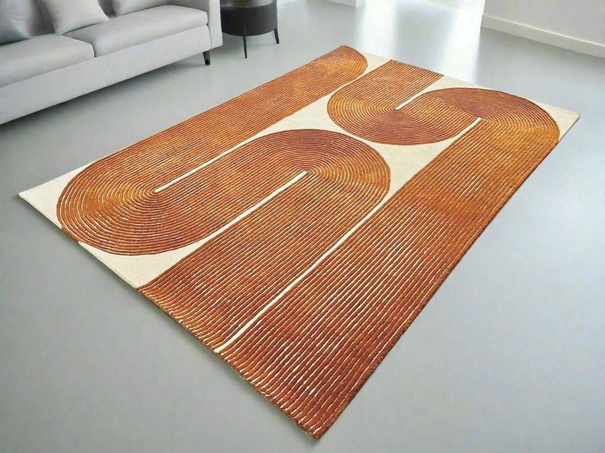 Viper Modern Rug 100% Wool Gold color Hand Tufted Rug