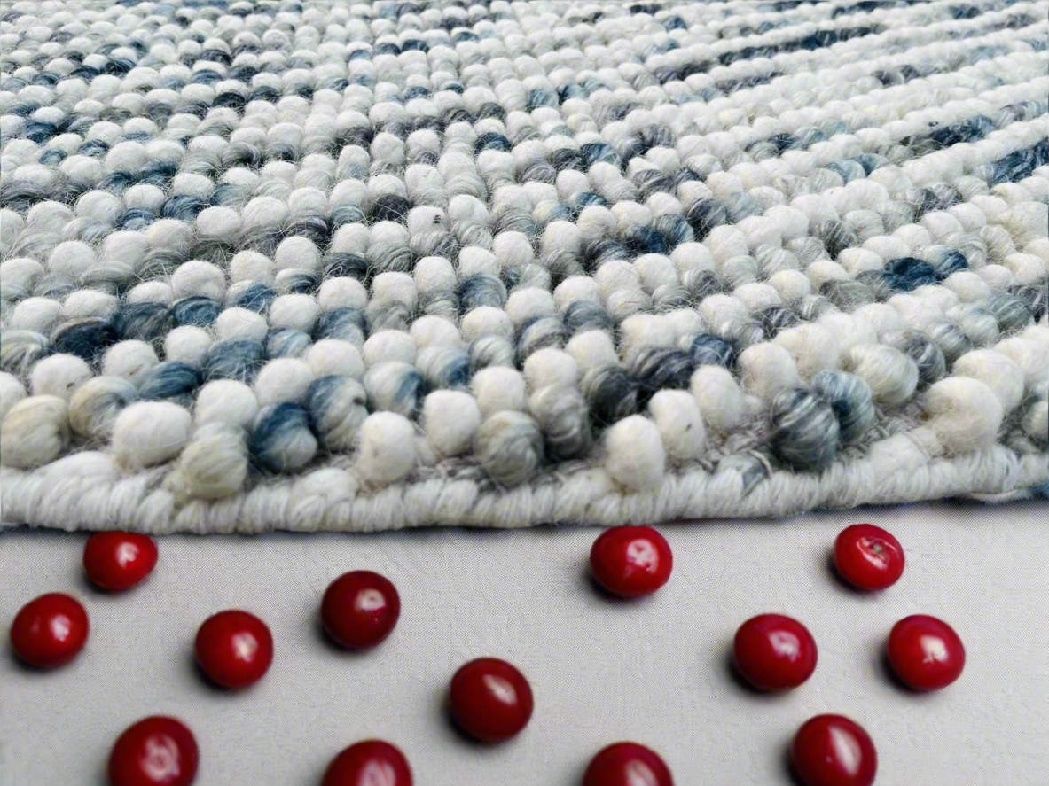 Pebbles Cherry Ocean Stone Weave Multi Colour Hand Woven Wool Rug