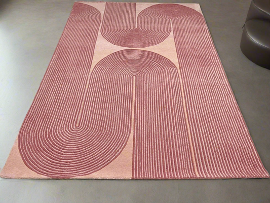 Viper Modern Rug 100% Wool Blush Rose Hand Tufted Rugs