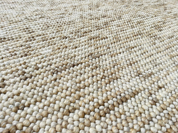 Pebbles Beige Stone River Hand Woven Wool Rug