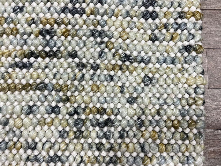 Pebbles Mineral Grey Yellow Colour Hand-Woven wool Rug