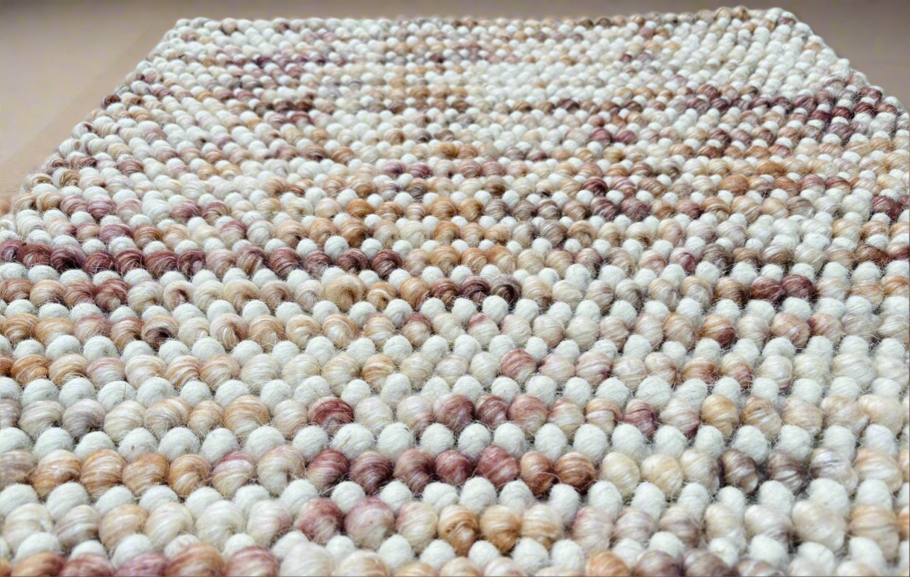 Pebbles Blush Hand Woven Wool Rug