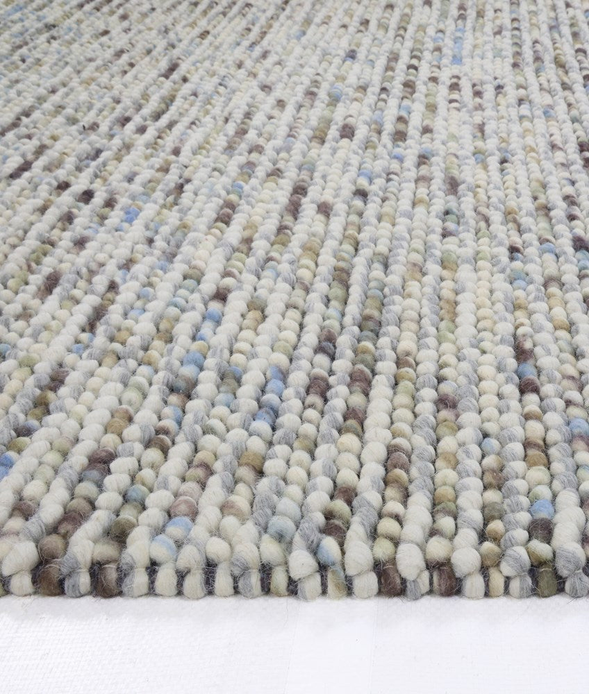 Pebbles Hand Woven Wool Ivory Multi color Rug