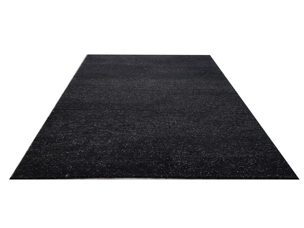 Pebbles Black Wool Hand Woven Rug