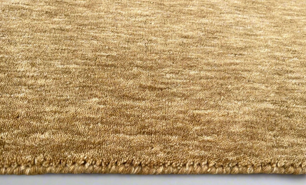 Dazzle Burnished Gold Color Handloom Knotted Rug 100% Pure Wool