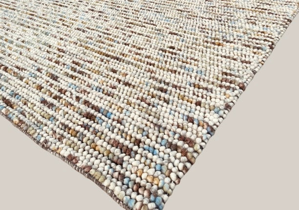 Pebbles Hand Woven Wool Ivory Multi color Rug