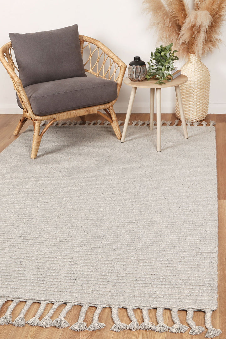 Goa Textured Wool Blend Grey Rug