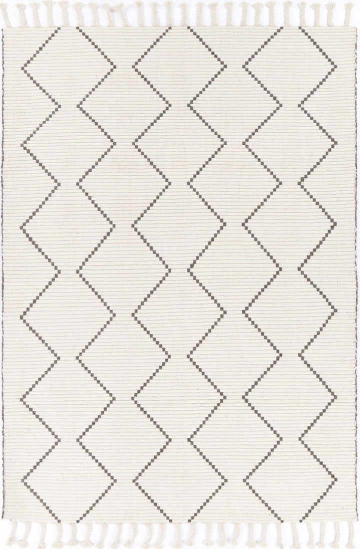 Goa Zig-Zag Wool Blend Cream Rug