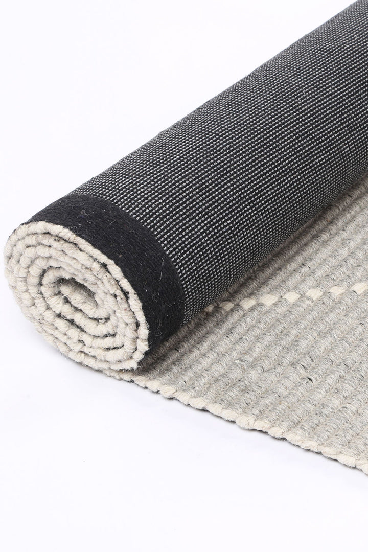 Goa Zig-Zag Wool Blend Grey Rug