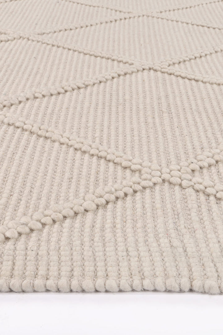 Goa Lattice Wool Blend Cream Rug (No Tassel)