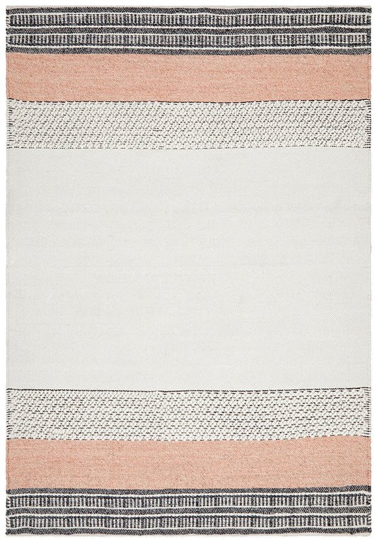 Esha Textured Woven Rug White Peach