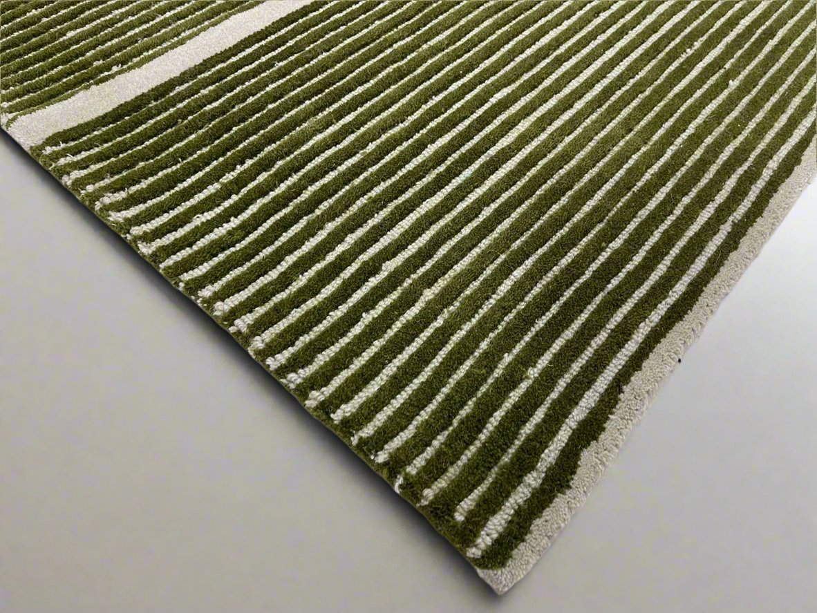 Viper Modern Rug 100% Wool Green Hand Tufted Rug